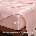 thumbnail image 4 of Juego completo de sábanas de satén Bedsure con bolsillo de 38 cm de profundidad, color rosa, 4 of 9
