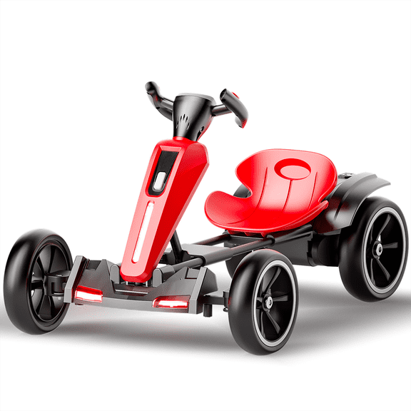 12V electric Kids Pedal Go Kart, Folder Go Kart, Outdoor Ride on Toy with Adjustable Seat, 4 Non-Slip EVA Wheels for Boys and Girls Aged 3-6 Years Old, Red