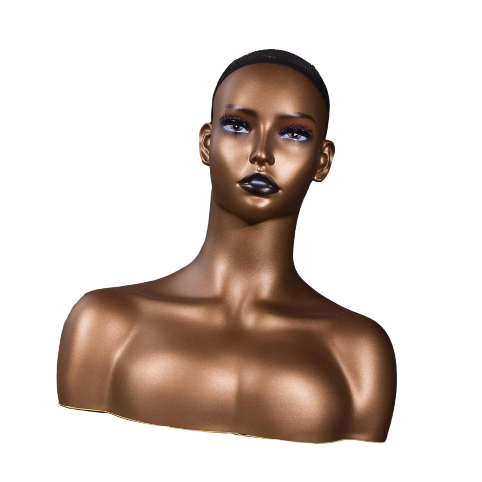 Serenable Realistic Female Mannequin Head Holder Professional Earring Necklace Holder Stand Manikin with Shoulder for Earrings Hats