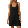 thumbnail image 4 of Black Crochet Knit Straight Leg Plain Brunch Overalls Shortalls for Women Fall Summer Loose Fit Bib Pants Shortalls Shorts Unitard Ladies 2025 Clothes Y2K M, 4 of 7