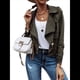 thumbnail image 1 of Chaqueta Corta de Larga con Solapa para Mujer, Otoño-Invierno, Color Liso, con Botones de Piel de Ciervo Verde Oscuro XXL, 1 of 5