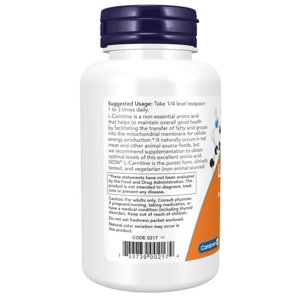 Suplementos NOW Foods L-carnitina en polvo puro, 90 ml | Bodega Aurrera en  lnea