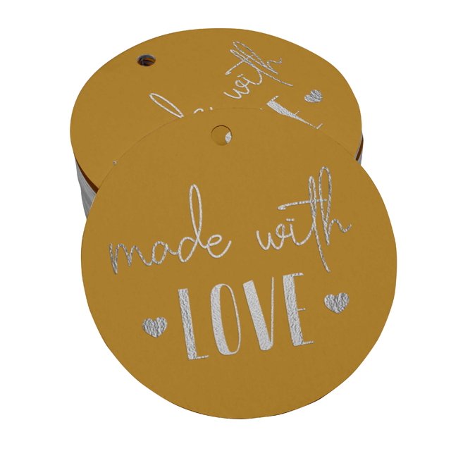 Inkdotpot 100 Pack Real Silver Foil Paper Tags Made With Love Text Favor Hang Tags