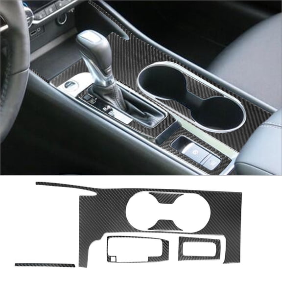 Soft Carbon Fiber Car Interior Decor Kits 6Pcs Carbon Fiber Interior Console Gear Shift Cover Trim For Nissan Altima Sticker