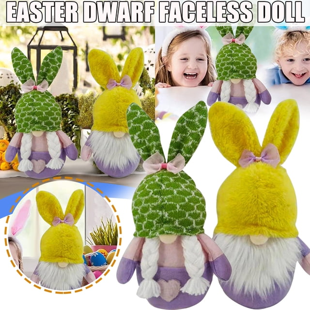Xihbxyly Gnomo de Conejo de Pascua, Adorable Gorro Rojo a Cuadros, Decoración Navideña de Primavera, Perfecto para Estanterías y Mesas Del Hogar, Regalo Festivo, Diseño de Muñeca Sin Rostro, 1 Pieza,