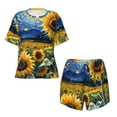 thumbnail image 2 of Yiaed Starry Sky Sunflower Print Short Sleeve Pajama Sets for Women Casual Crew Neck 2 Piece Lounge Sets Women's Short-Sleeved Pajama-X-Large, 2 of 5