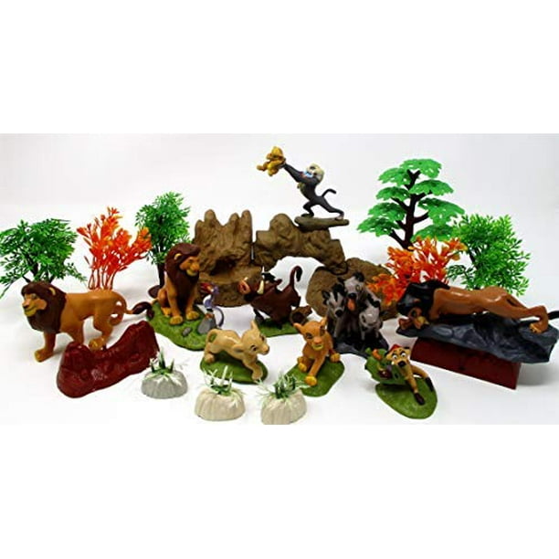 Ensemble de jeu du Roi Lion comprenant des figurines et des accessoires  aléatoires du Roi Lion, peut inclure des figurines Simba, Scar, Mufasa,  Nala, Rafiki, Timon, Pumbaa 