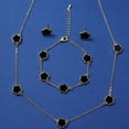 thumbnail image 2 of Conjunto de tres piezas de pendientes y pulsera de trébol de cinco hojas con flor de cinco pétalos de la suerte para mujer, accesorios elegantes, joyería de fiesta, 2 of 5
