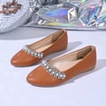 thumbnail image 4 of Miqool Womens Pointed Toe Flat Shoes Rhinestone Decorated Slip On Comfortable PU Casual Dressy Work Flats Office Shoes, 4 of 9