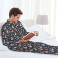 thumbnail image 6 of Naloa Garden Gnomes Men’s Pajamas Set - Long Sleeve Button Down Sleep Shirt and Pajama Bottoms Sleepwear Set-Medium, 6 of 7