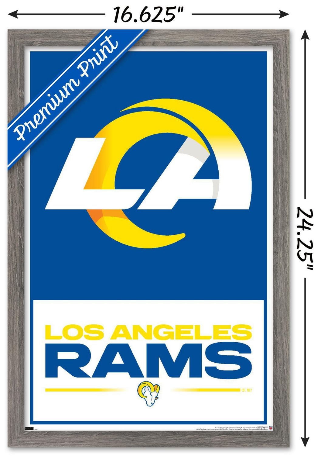 NFL Los Angeles Rams - Logo 21 Wall Poster, 22.375" x 34" Framed