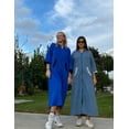 thumbnail image 3 of Ekouaer Women Zipper Robe 3/4 Sleeves Loungewear Dress Full Length Sleepwear Pockets Housecoat Nightgown Long Bathrobe, 3 of 7