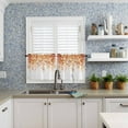 thumbnail image 6 of Kitchen Curtain Valance and Tiers Set Orange Eucalyptus 3 Pc Window Treatment Watercolor Leaves 3 Pieces Rod Pocket Valance Set for Small Windows 54 in x 36 in, 6 of 6