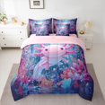 thumbnail image 2 of Feelyou Kawaii Pink Axolotl Twin Bedding Sets 7-Piece, Coral Sealife Bedding Comforter Set, 2 of 8