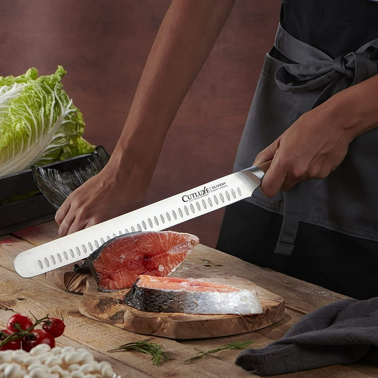 CUTLUXE Slicing Carving Knife – 12 Brisket Knife, Razor Sharp Meat and BBQ  Knife – High Carbon German Steel – Artisan Series 