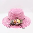 thumbnail image 4 of DONGYUN001-Sombrero de ala ancha flexible para mujer, sombrero de paja, para vacaciones al aire libre, playa, informal, floral, Panamá, 4 of 4