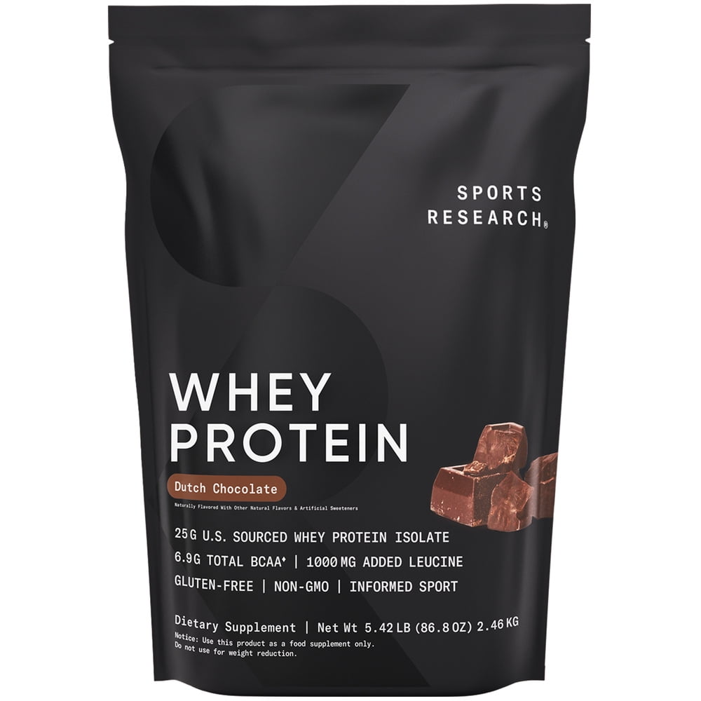 Sports Research® Whey Protein Isolate Powder Dutch Chocolate, 5.42lb Bag