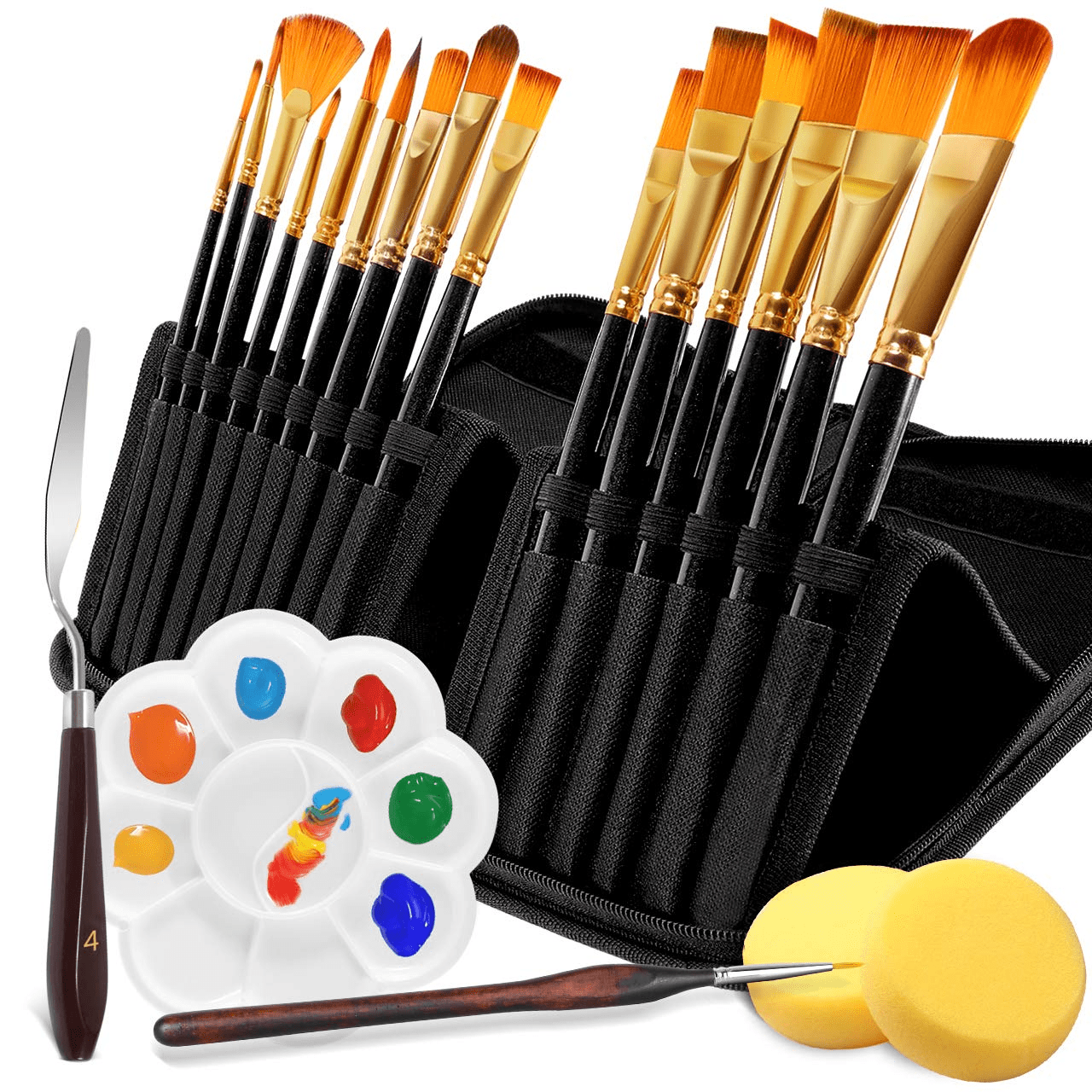 Watercolour Paint Brush Set Professionals and Beginners Watercolor Art and Craft Projects 10 Artist Quality Brushes for Water Colour Painting Portable Holder with Pop-up Paintbrush Stand 