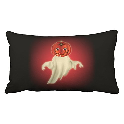 RYLABLUE Vintage Modern Funny Halloween Pumpkin Headed Ghost Personalized Polyester 20 x 30 Inch Rectangle Throw Pillow Covers With Hidden Zipper Home Sofa Cushion Decorative Pillowcases