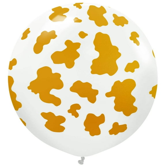 24 inch Kalisan Safari Cow - White W/ Gold Ink Latex Balloons (1 Pack) - Party Supplies Decorations