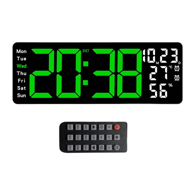 Reloj de pared digital Macarena LED, multiusos, con luz ambiental, 42 cm x 3,5 cm x 15,5 cm