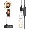 thumbnail image 1 of LED Ring Light Foldable Fill Light with Mirror Mobile Phone Holder, 3 Color Modes and 10 Brightness Ring Light for Video Live Str, 1 of 5
