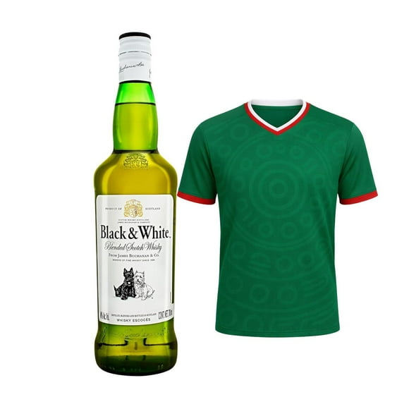 Whisky Black And White Blend 700 ml + Jersey Verde S