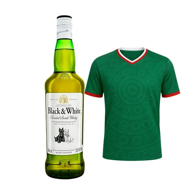 Whisky Black And White Blend 700 ml + Jersey Verde XL