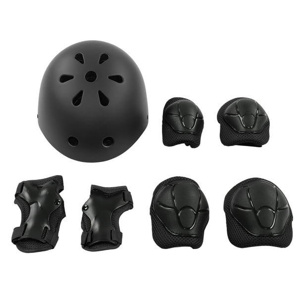 Conjuntos De Almohadillas Para El Codo De La Rodilla Del Casco, Hebilla En Forma De Abanico Ajustable Cojín De Esponja Desmontable Juego De Equipo De Protección Para Patinar Al