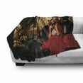 thumbnail image 3 of Venice Soft Flannel Fleece Throw Blanket, Young Woman with a Red Cloak and Carnival Riding on Antique Gondola, Cozy Plush for Indoor and Outdoor Use, 60" x 80", Red Black Pale Brown, by Ambesonne, 3 of 6