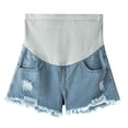 thumbnail image 7 of Women's Maternity Shorts Over The Belly Stretchy Denim Jean Shorts Raw Hem Ripped with Pockets Flattering Summer Pregnancy Comfy Activewear Lounge Essentials, 7 of 7