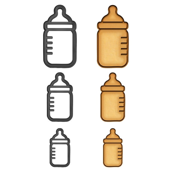 Adorable Baby Bottle Cookie Cutter Set (4", 3", and 2") – Ideal for Baby Showers, Fondant, and Newborn Celebration Cookies (Random Color)