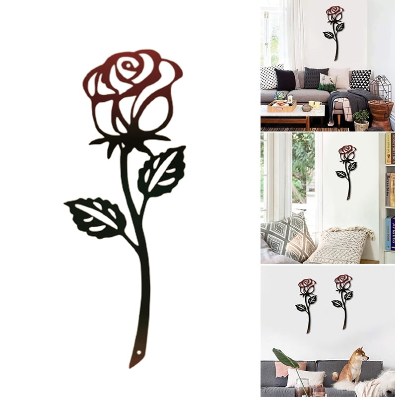 Stamens Metal Rose Wall Art Ornament,Metal Rose Wall Art Ornament Wall Mounted Wrought Iron