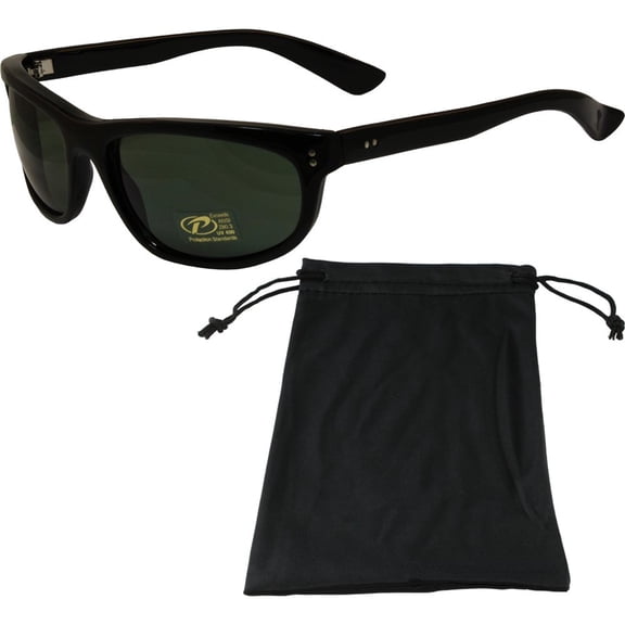 Dirty Harry Sunglasses Black Frame G-15 Grey/Green Lens with Pouch