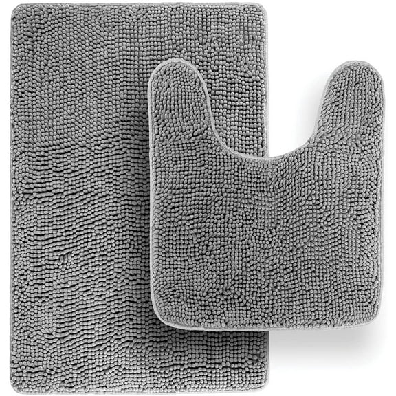 Tafts Ultra Soft Luxury Bath Mat, Bathroom Rugs, Chenille Microfiber, Absorbent Non-Slip Machine Washable, Bathroom Decor, Super Plush Bath Mats for Bathroom, Shower & Tub, Space Grey