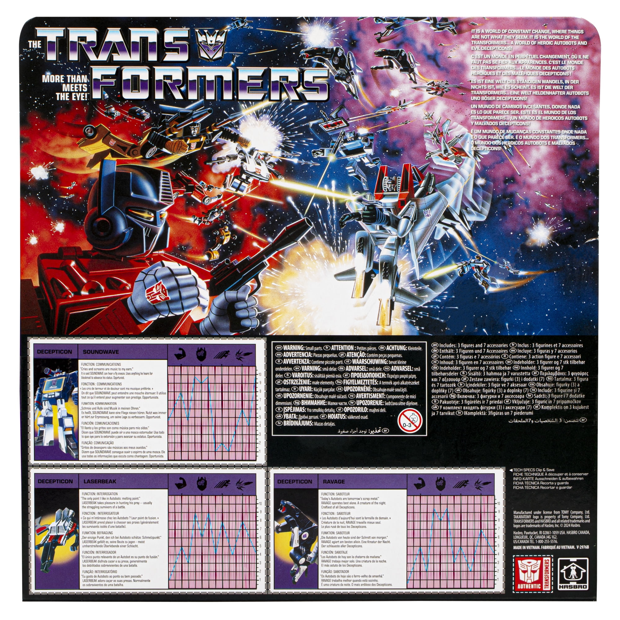 Transformers: Retro 40th Anniversary Soundwave, Laserbeak, & Ravage Kids Toy Action Figure