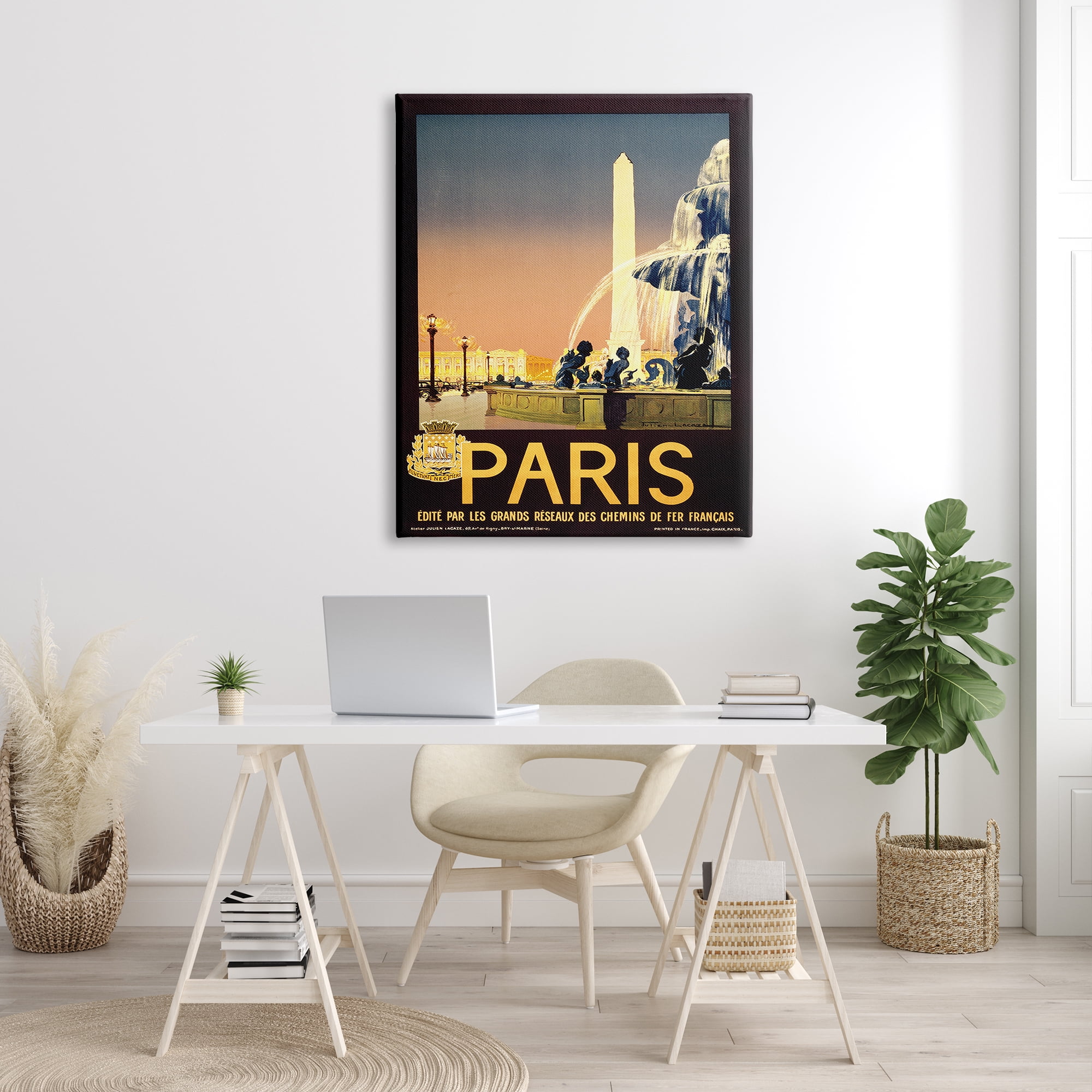 Stupell Industries Vintage Paris Fountain Poster, 36 x 48,Design by Piddix