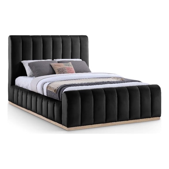 Meridian Furniture Amara Black Velvet Queen Bed