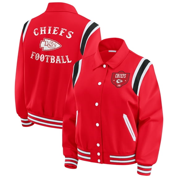 Women's WEAR by Erin Andrews Red Kansas City Chiefs Varsity Lightweight Full-Snap Jacket