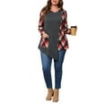 thumbnail image 6 of LilyLLL Womens Plus Size Christmas Tops Plaid Check Print Pocket Tunic Blouse Shirt, 6 of 6