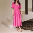 thumbnail image 6 of Women's Casual Dress For Everyday Wear V Neck Design With Flowy Hem For Home Or Spring Summer Fall Wardrobe Staple Easy Care Hand Wash Dress Chiffon Summer Dress plus Size Maxi Dress Casual Striped, 6 of 7