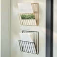thumbnail image 2 of Bxaolu Wall File Holder, Iron Hanging Newspaper File Organizer for A4 Letter Size Paper, Wall Mount Paperwork Basket for Office, Home, 10.2" x 9.8", Gold, 2 of 8