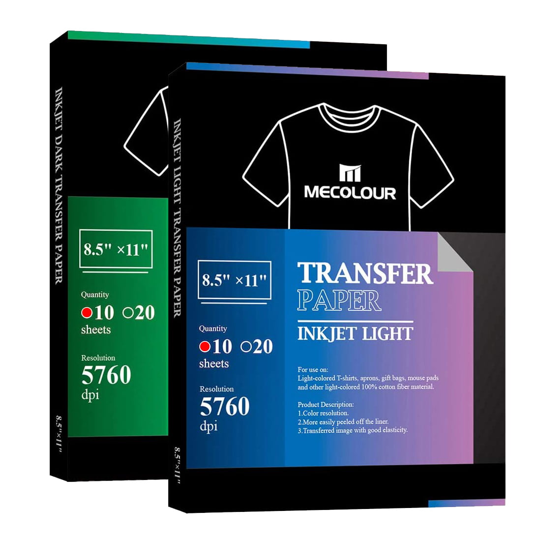 8.5x11 Inch 10 Sheets Transfer Master Printable Dark T-shirt Heat Transfer Paper Inkjet Printer Iron-On Transfer Paper for Dark Fabrics DIY Personalized T-shirts