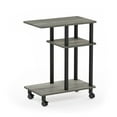 thumbnail image 2 of Furinno TURN-N-TUBE Side Table, 3-Tier C-Shape End Table with Wheels, Toolless Assembly Night Stand, Bedside Table with Open Shelf, for Living Room, Bedroom, Grey Oak/Black, 2 of 5