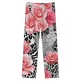 thumbnail image 4 of Pink Roses Animal Print Pattern Winter Female Pants Flannel High Waist Women Pants Lady Warm Straight Leg Plush Trousers, 4 of 7