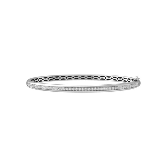 ARAIYA FINE JEWELRY Sterling Silver Round Diamond Bangle Bracelet (1 cttw, I2-I3 Clarity, I-J Color) 7"