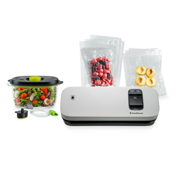 Open Box FoodSaver Vacuum Sealer Special Value Pack, Compact Machine with Bags