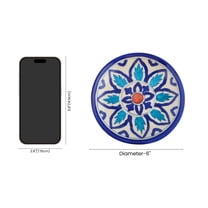 NATRIEL Handcrafts Rare Crafts of India Handpainted Decorative Ceramic Plates, Blue Pottery Clay, Traditional Floral Design, 6 Inch (Blue Mandala, 6")