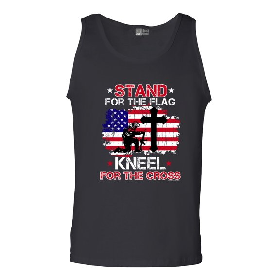 Stand For The Flag Kneel For The Cross Soldier Flag USA DT Adult Tank Top