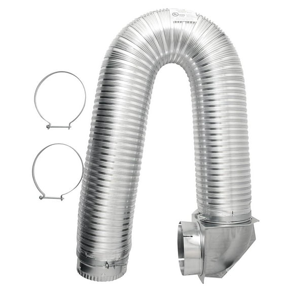 084718 All Metal SAF-T Single Elbow Dryer Vent Duct Kit, UL Listed, 4" Diameter x 8' Length, Silver - Durable & Fire-Resistant